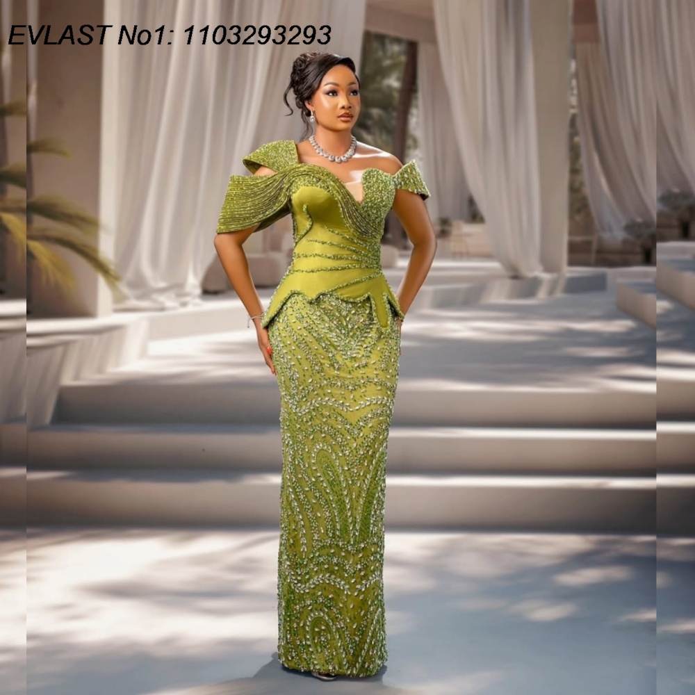 Women'S Green Formal Wear - EVLAST Customized Sexy Green Sequin Crystals