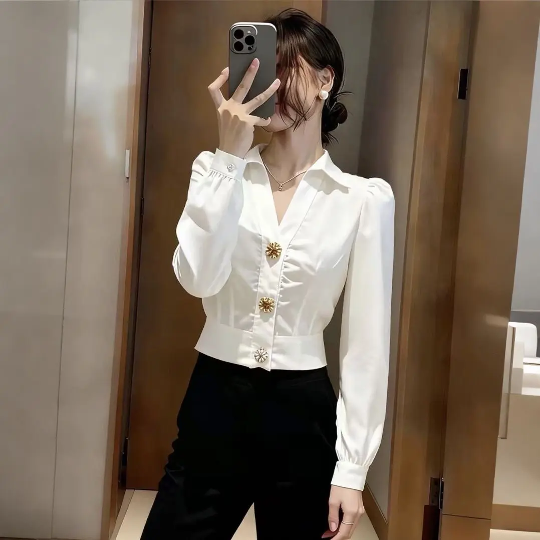 Elegant White Shirt V Neck Blo - Women Formal Wear White Shirt review and price