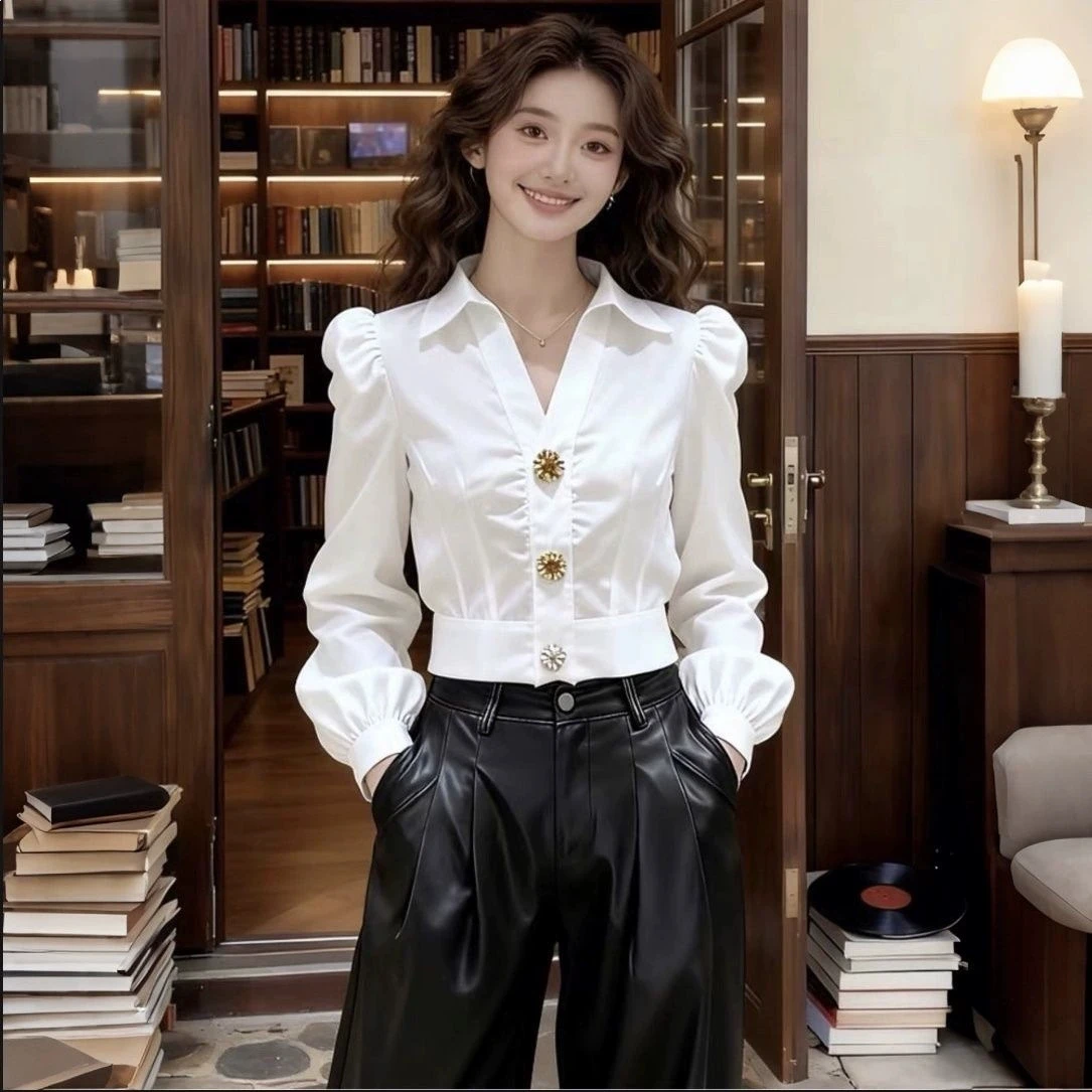 Elegant White Shirt V Neck Blo - Women Formal Wear White Shirt review and price