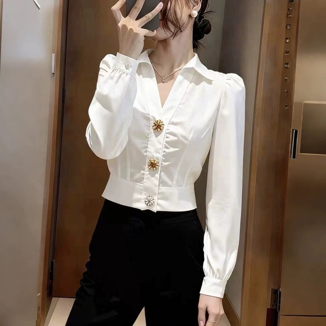 Elegant White Shirt V Neck Blo - Women Formal Wear White Shirt review and price