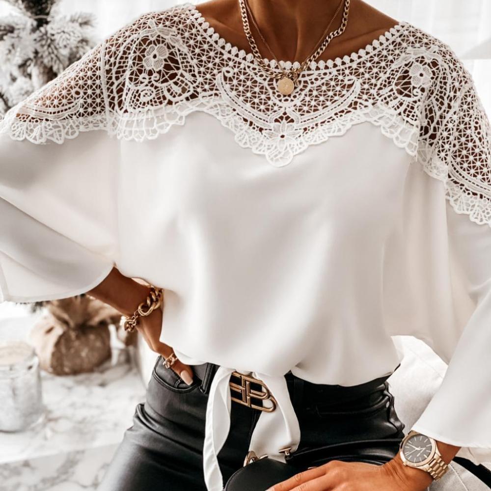 Classic Long Sleeve Lace Blous - Women Formal Wear White Shirt review and price