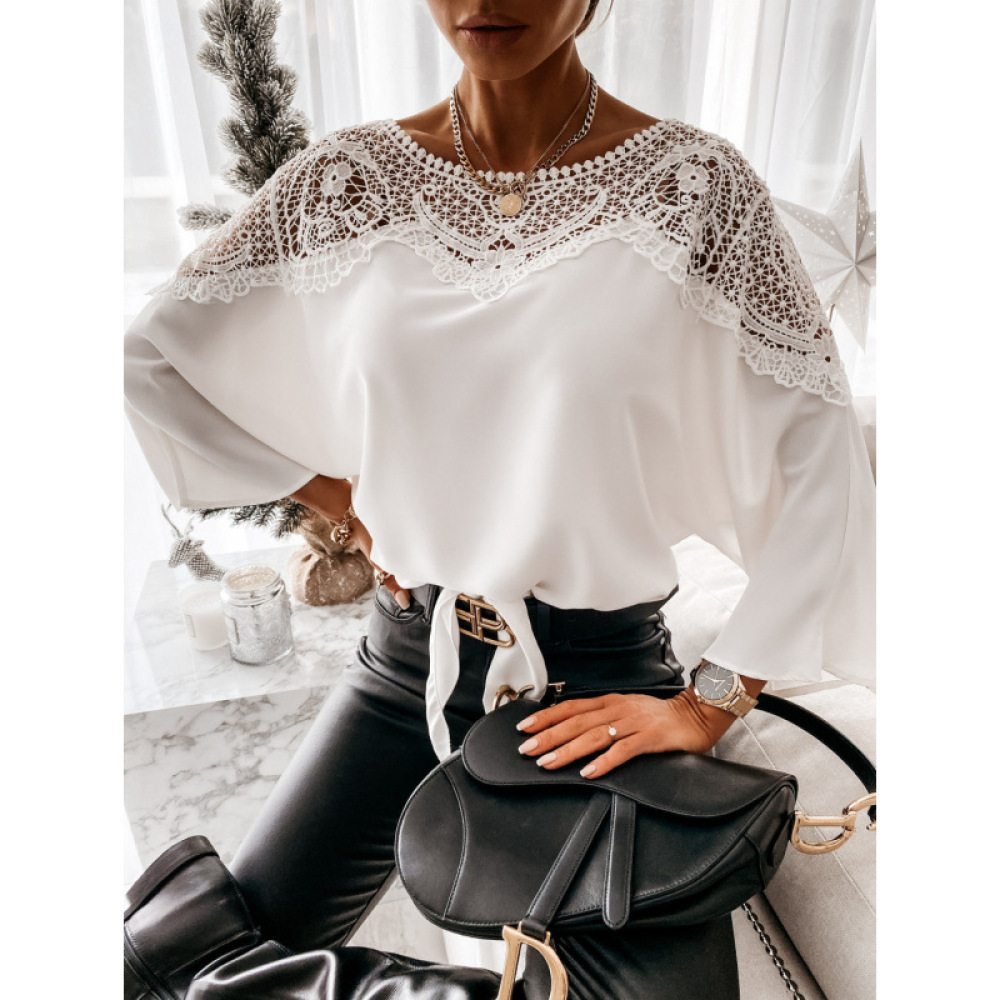 Classic Long Sleeve Lace Blous - Women Formal Wear White Shirt review and price