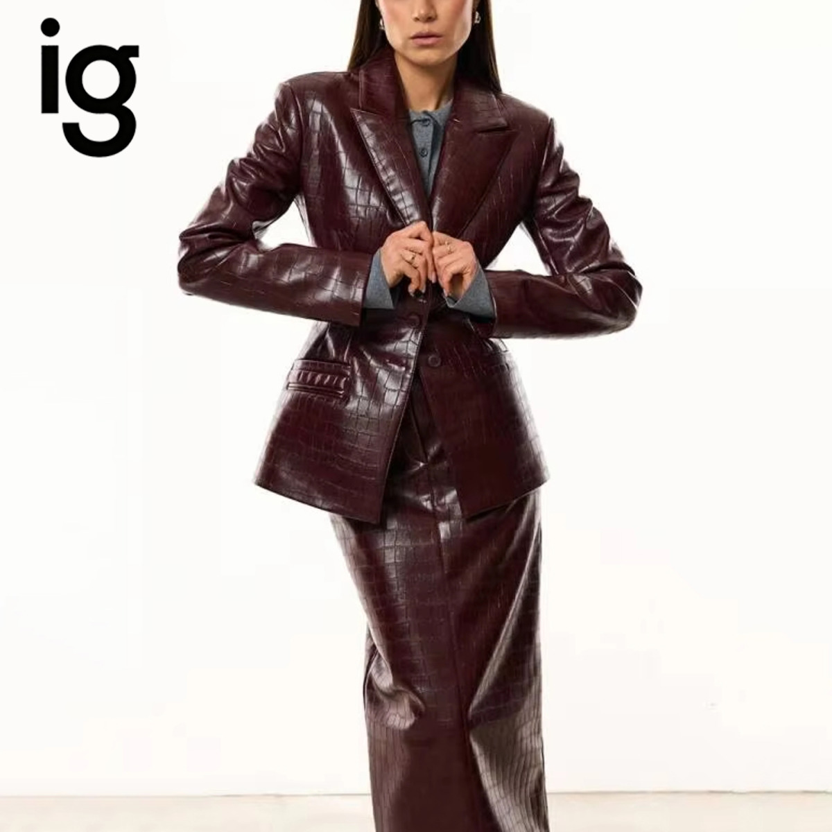 IG Women Burgundy Croc Faux Le - Women Formal Wear Set review and price