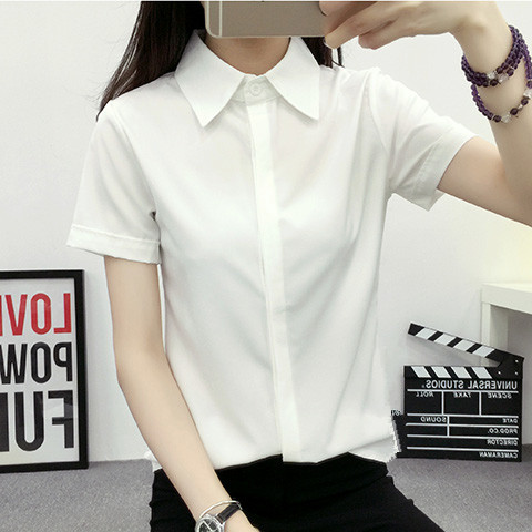 White Loose Short Sleeve Shirt - Women Formal Wear White Shirt review and price