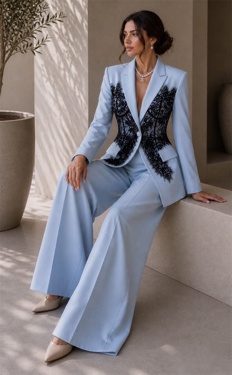 Fashion Blue Women Suits Set 2 - Women Formal Wear Coat review and price