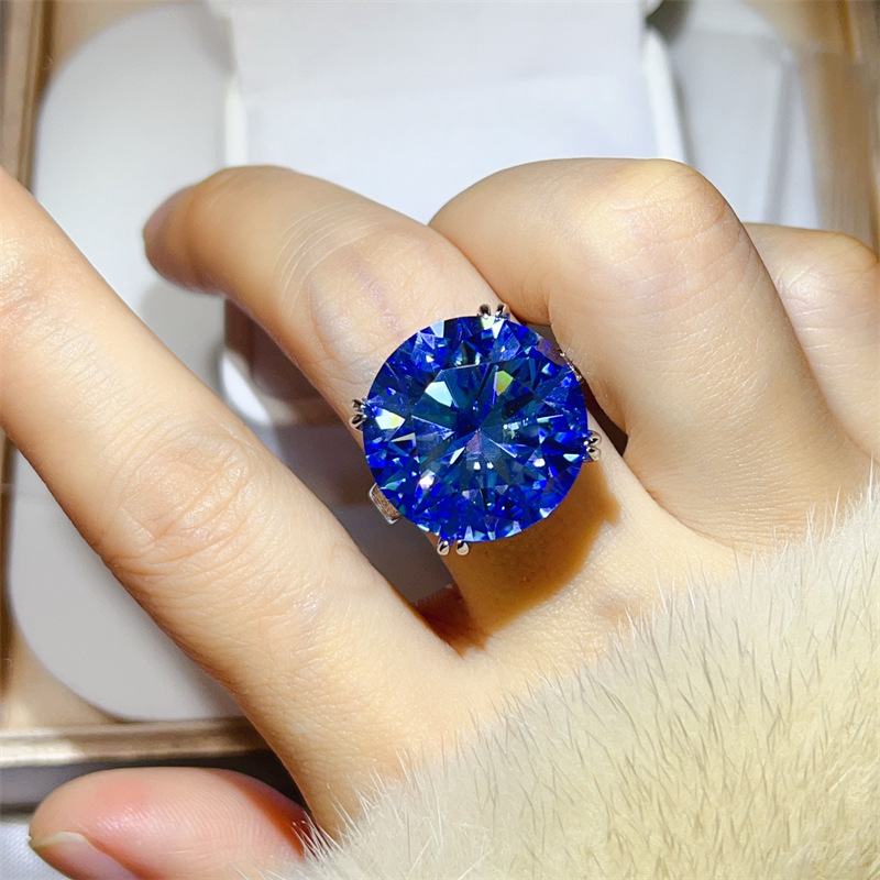 925 Silver 20CT Blue Moissanit - Large Women'S Formal Wear review and price