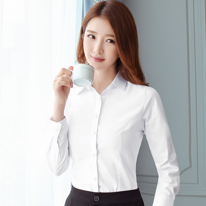 Korean Slim Black White Blouse - Women Formal Wear White Shirt review and price