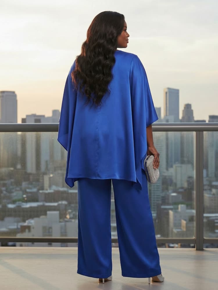 Plus Size Round Neck Cape Slee - Women'S Formal Wear Pants review and price
