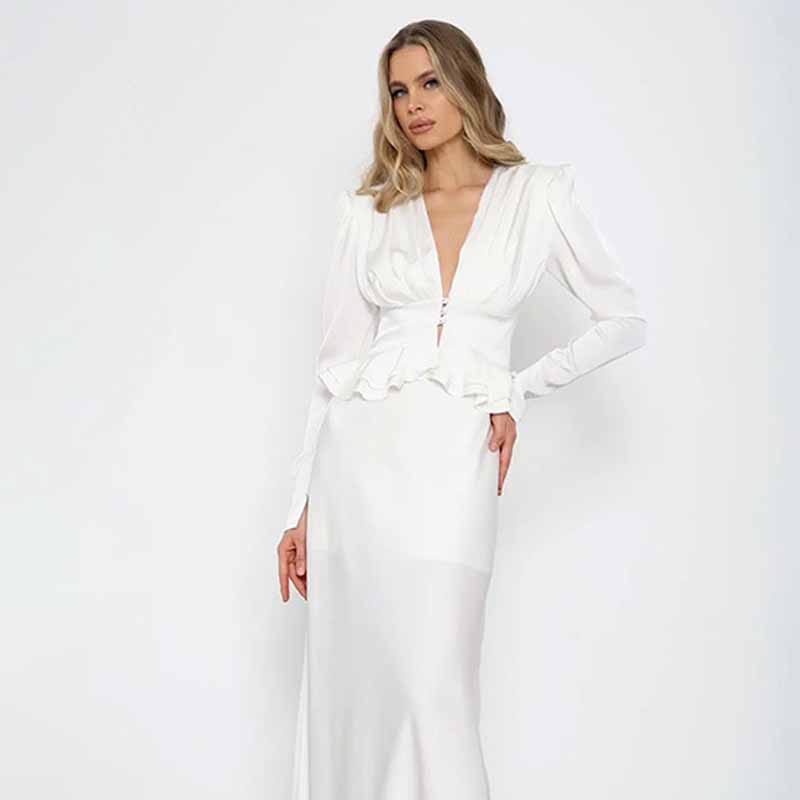 Women White Shirt Deep V Neck  - Women Formal Wear White Shirt review and price