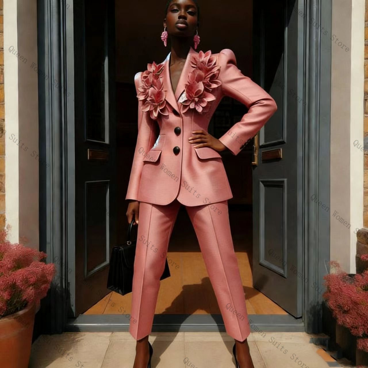 Pink Women Suit Pants Set 2 Pc - Women Formal Wear Coat review and price