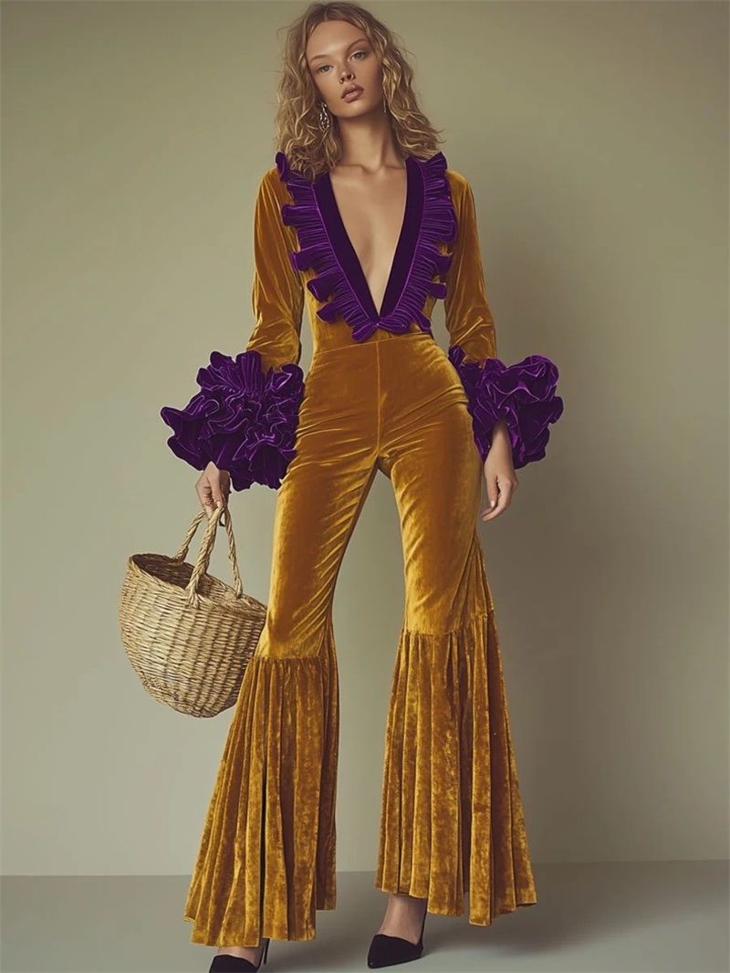 Yellow Purple Velvet Women Jum - Women'S Formal Wear Wedding Guest review and price