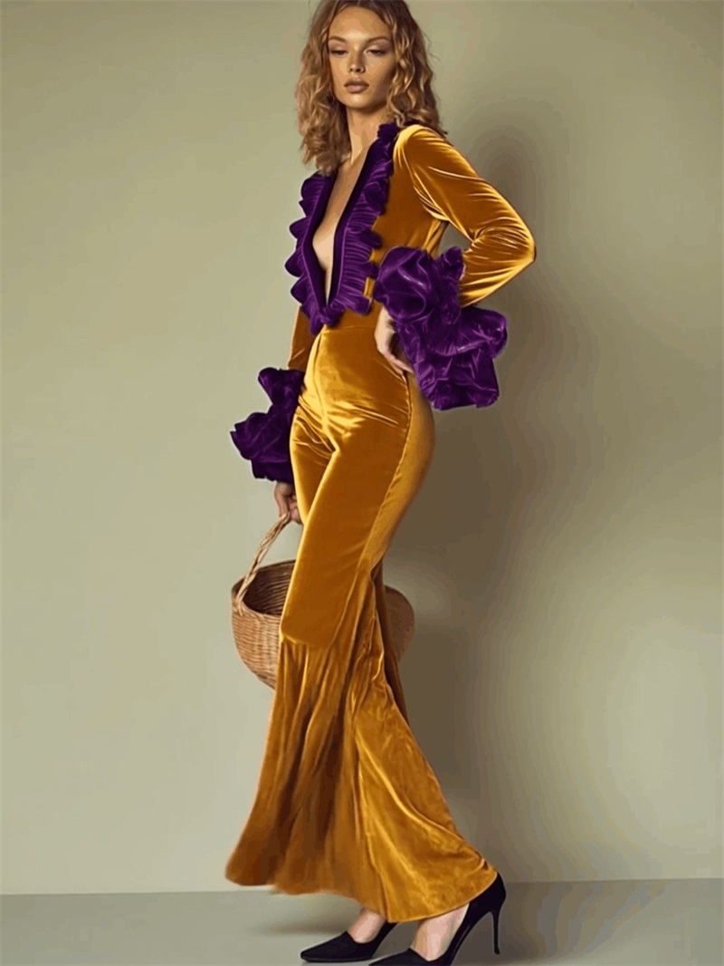 Yellow Purple Velvet Women Jum - Women'S Formal Wear Wedding Guest review and price